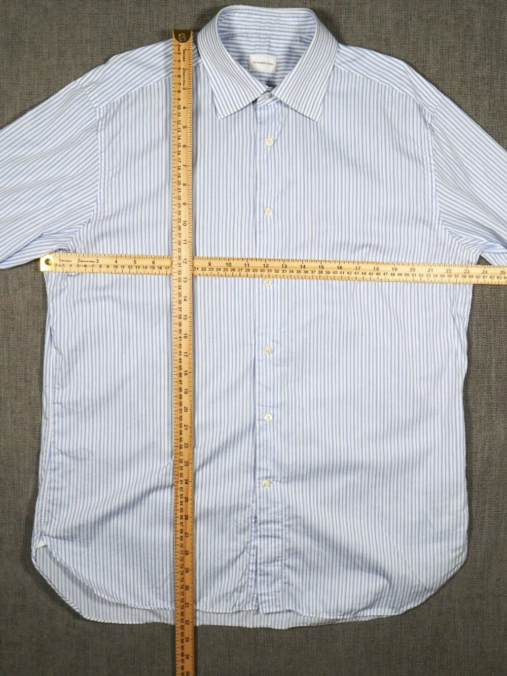Ermengildo Zegna Mens Cotton Blue striped Dress Shirt 43/17 R - Picture 3 of 9